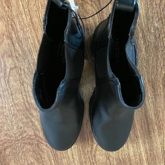 New 8.5 Black Chunky Heel Platform Chelsea Boots Stretch Sides Y2K Retro Style - Picture 4 of 5